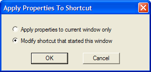 Apply shortcut properties